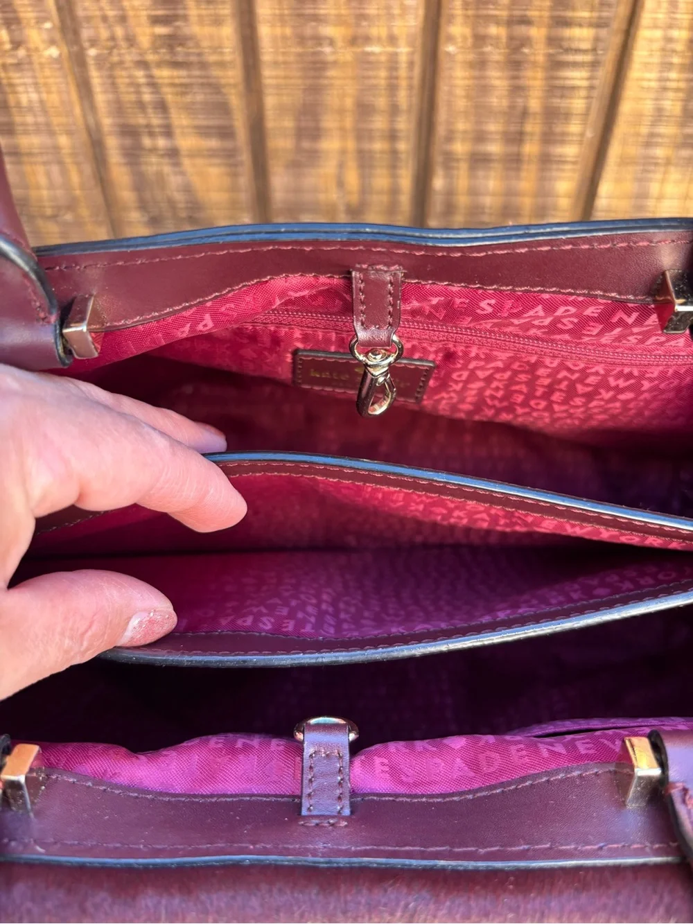 Kate Spade Red Plum Bordeaux Mira Street Keran Calf Hair Leather Purse